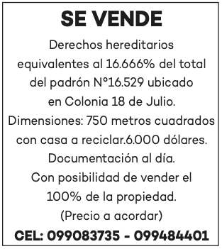 SE VENDE Derechos hereditarios