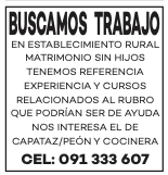 Buscamos Trabajo en establecimiento Rural