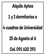 Alquilo Aptos cerca de facultad