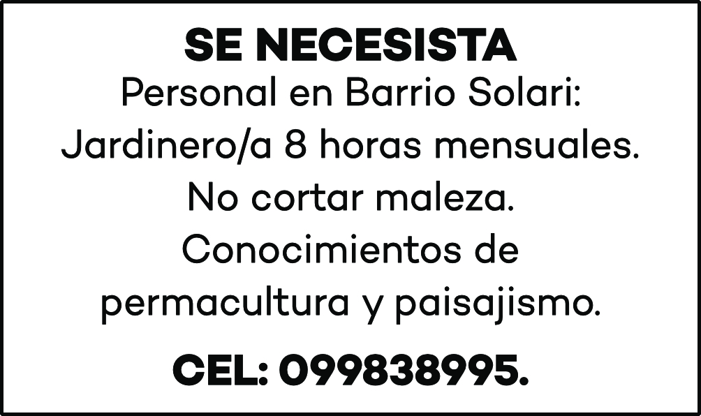 SE NECESITA PERSONAL