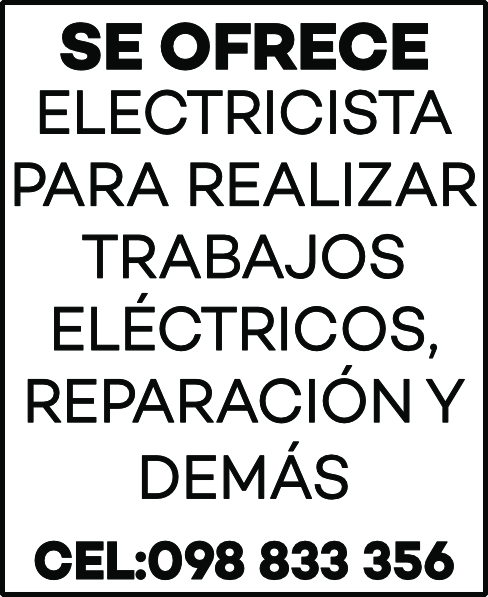 SE OFRECE ELECTRICISTA