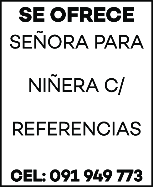 SE OFRECE SEÑORA PARA NIÑERA
